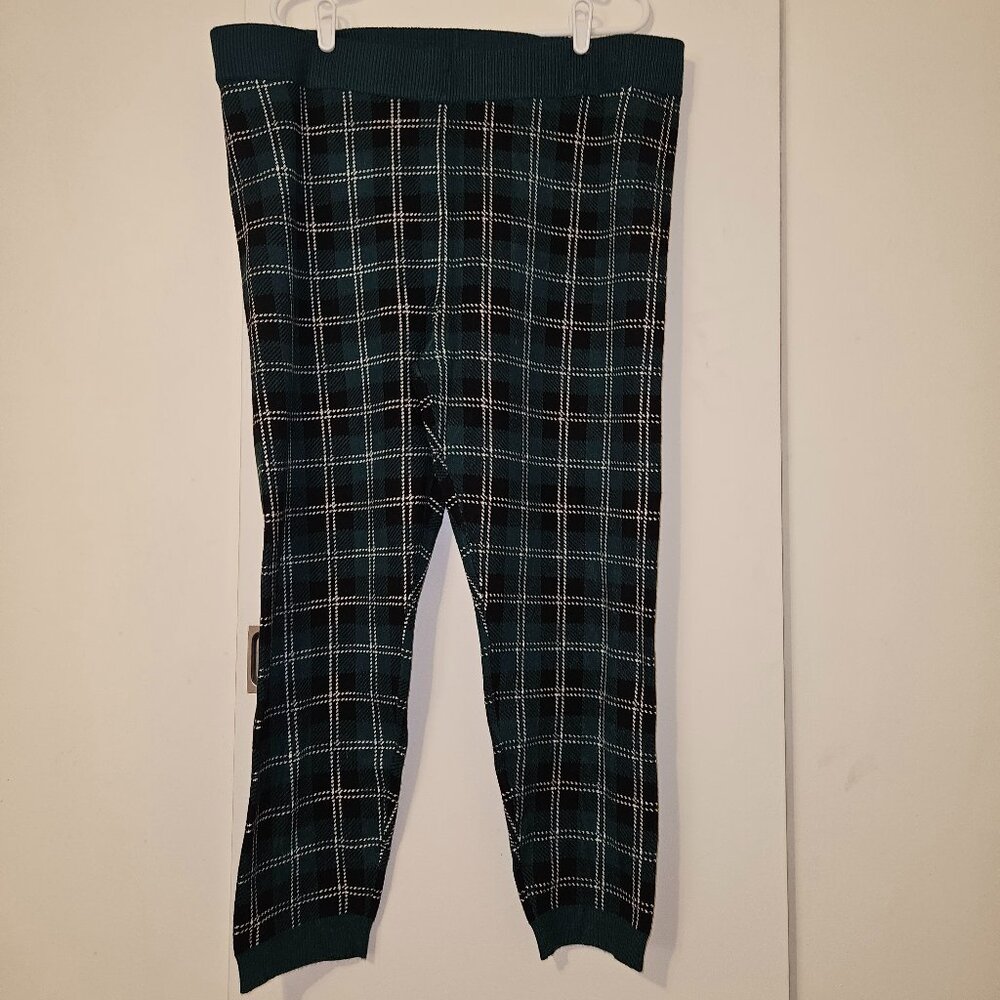 NWT Torrid Green Plaid Jacquard Sweater Pants (4X)